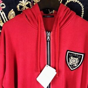 Balmain Vintage Crest Hoodie. Sz L